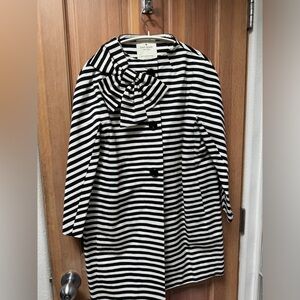 Kate Spade Coat S Bow Dry Cleaned Blk White Stripe, little use